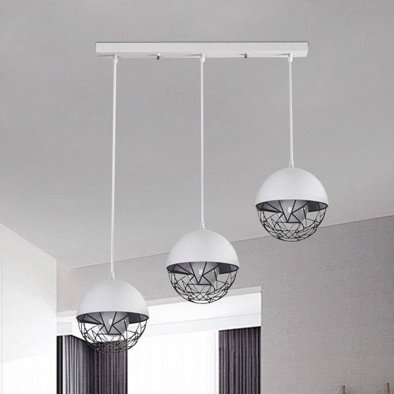 Milk Glass Sphere Cluster Pendant Modern 3 Lights White/Black Hanging Light with Round/Linear Canopy Clearhalo 'Ceiling Lights' 'Close To Ceiling Lights' 'Glass shade' 'Glass' 'Modern Pendants' 'Modern' 'Pendant Lights' 'Pendants' Lighting' 1903492