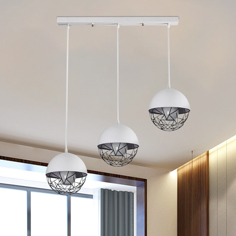 Milk Glass Sphere Cluster Pendant Modern 3 Lights White/Black Hanging Light with Round/Linear Canopy Clearhalo 'Ceiling Lights' 'Close To Ceiling Lights' 'Glass shade' 'Glass' 'Modern Pendants' 'Modern' 'Pendant Lights' 'Pendants' Lighting' 1903493