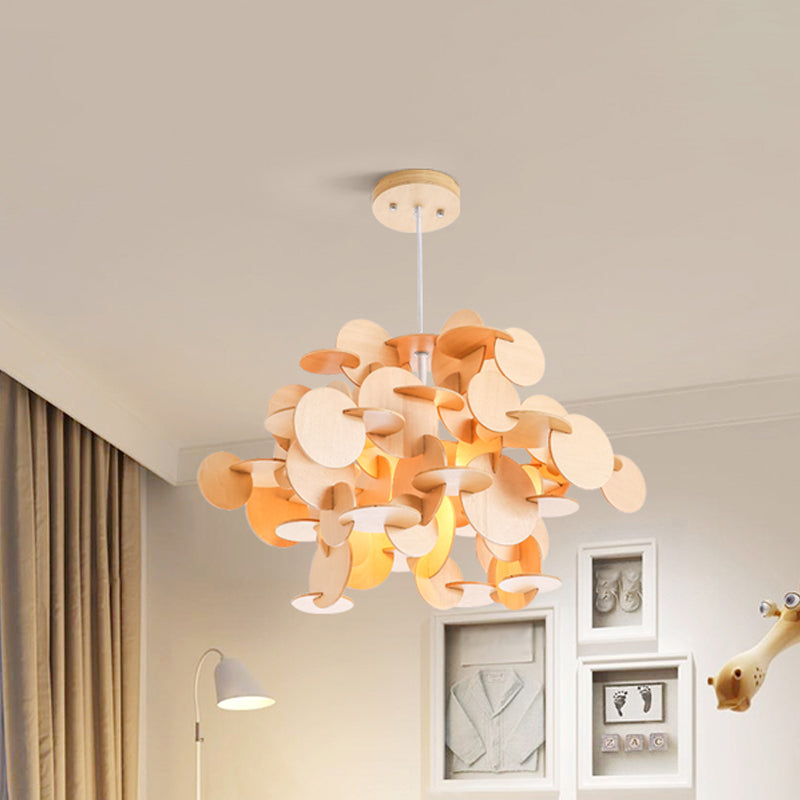 Puzzle Wooden Ceiling Pendant Nordic 1-Light Kid's Bedroom Hanging Lamp in Multicolor/Natural Color Wood Clearhalo 'Ceiling Lights' 'Pendant Lights' 'Pendants' Lighting' 1903500_12804fb0-68e8-4c91-91de-0a49ea525da1