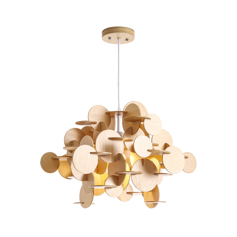 Puzzle Wooden Ceiling Pendant Nordic 1-Light Kid's Bedroom Hanging Lamp in Multicolor/Natural Color Clearhalo 'Ceiling Lights' 'Pendant Lights' 'Pendants' Lighting' 1903502