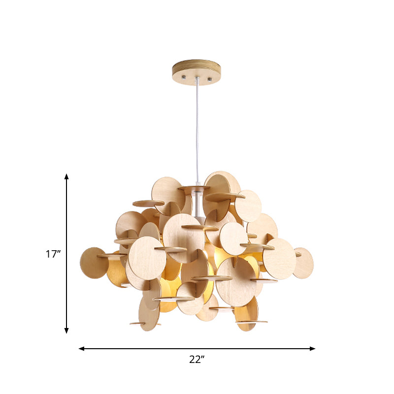 Puzzle Wooden Ceiling Pendant Nordic 1-Light Kid's Bedroom Hanging Lamp in Multicolor/Natural Color Clearhalo 'Ceiling Lights' 'Pendant Lights' 'Pendants' Lighting' 1903504