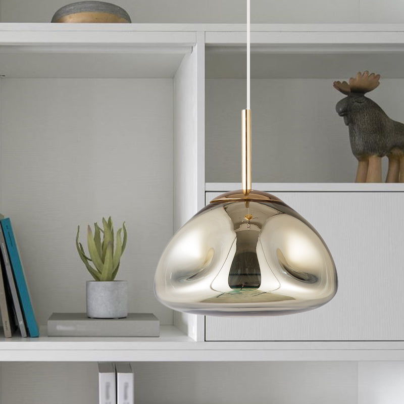 Gold/Silver/Rose Gold Melt Shape Pendant Lamp Modern 1 Light Dimpled Blown Glass Hanging Light Kit Clearhalo 'Ceiling Lights' 'Modern Pendants' 'Modern' 'Pendant Lights' 'Pendants' Lighting' 1903519