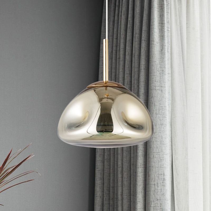 Gold/Silver/Rose Gold Melt Shape Pendant Lamp Modern 1 Light Dimpled Blown Glass Hanging Light Kit Clearhalo 'Ceiling Lights' 'Modern Pendants' 'Modern' 'Pendant Lights' 'Pendants' Lighting' 1903520