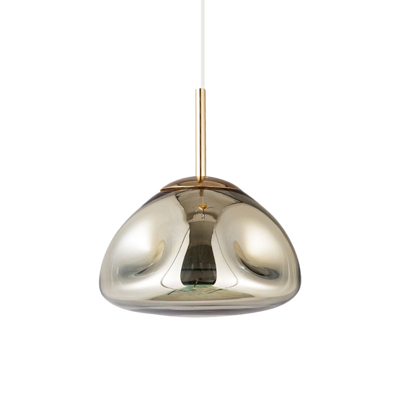 Gold/Silver/Rose Gold Melt Shape Pendant Lamp Modern 1 Light Dimpled Blown Glass Hanging Light Kit Clearhalo 'Ceiling Lights' 'Modern Pendants' 'Modern' 'Pendant Lights' 'Pendants' Lighting' 1903521