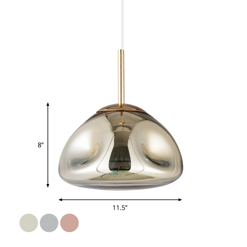 Gold/Silver/Rose Gold Melt Shape Pendant Lamp Modern 1 Light Dimpled Blown Glass Hanging Light Kit Clearhalo 'Ceiling Lights' 'Modern Pendants' 'Modern' 'Pendant Lights' 'Pendants' Lighting' 1903522