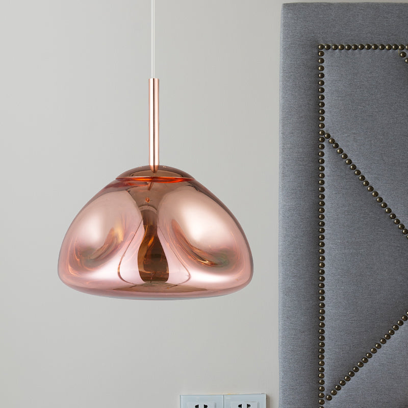 Gold/Silver/Rose Gold Melt Shape Pendant Lamp Modern 1 Light Dimpled Blown Glass Hanging Light Kit Clearhalo 'Ceiling Lights' 'Modern Pendants' 'Modern' 'Pendant Lights' 'Pendants' Lighting' 1903528