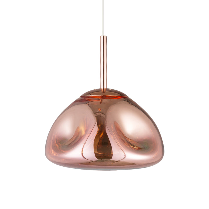 Gold/Silver/Rose Gold Melt Shape Pendant Lamp Modern 1 Light Dimpled Blown Glass Hanging Light Kit Clearhalo 'Ceiling Lights' 'Modern Pendants' 'Modern' 'Pendant Lights' 'Pendants' Lighting' 1903529