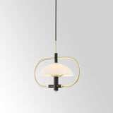 Umbrella Shaped Dining Room Hanging Light Glass Shade 1 Head Modern Pendant with Gold Oblong Frame Clearhalo 'Ceiling Lights' 'Modern Pendants' 'Modern' 'Pendant Lights' 'Pendants' Lighting' 1903534