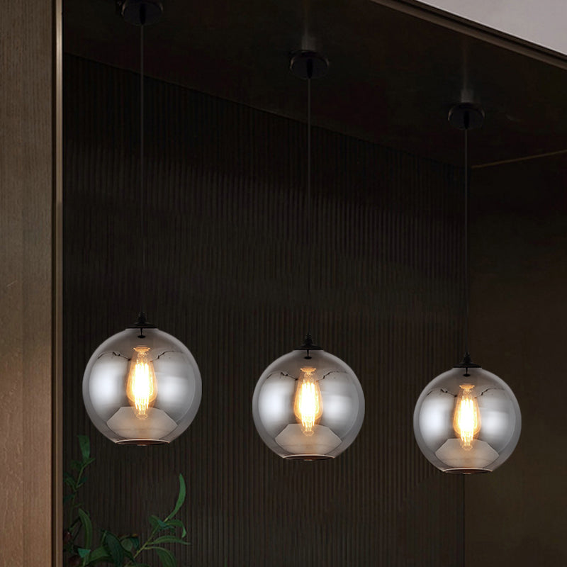 Mirror Glass Mini Pendant Light for Bar Cafe Glass 1 Head Modern Ceiling Hanging Light in Smoke Gray Clearhalo 'Ceiling Lights' 'Glass shade' 'Glass' 'Modern Pendants' 'Modern' 'Pendant Lights' 'Pendants' Lighting' 1903538