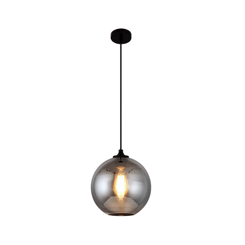 Mirror Glass Mini Pendant Light for Bar Cafe Glass 1 Head Modern Ceiling Hanging Light in Smoke Gray Smoke Gray D Clearhalo 'Ceiling Lights' 'Glass shade' 'Glass' 'Modern Pendants' 'Modern' 'Pendant Lights' 'Pendants' Lighting' 1903539