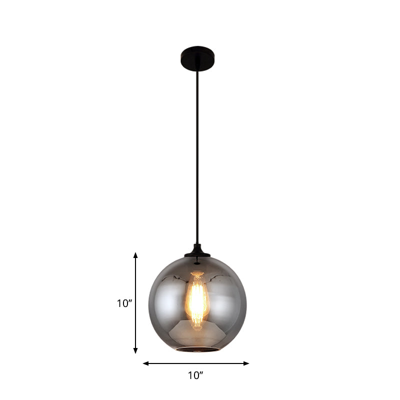 Mirror Glass Mini Pendant Light for Bar Cafe Glass 1 Head Modern Ceiling Hanging Light in Smoke Gray Clearhalo 'Ceiling Lights' 'Glass shade' 'Glass' 'Modern Pendants' 'Modern' 'Pendant Lights' 'Pendants' Lighting' 1903540