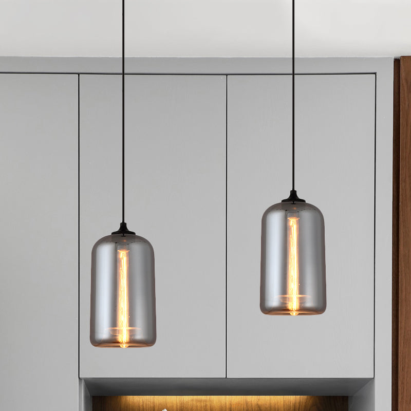 Mirror Glass Mini Pendant Light for Bar Cafe Glass 1 Head Modern Ceiling Hanging Light in Smoke Gray Clearhalo 'Ceiling Lights' 'Glass shade' 'Glass' 'Modern Pendants' 'Modern' 'Pendant Lights' 'Pendants' Lighting' 1903542