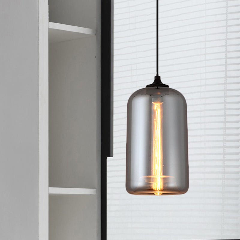 Mirror Glass Mini Pendant Light for Bar Cafe Glass 1 Head Modern Ceiling Hanging Light in Smoke Gray Clearhalo 'Ceiling Lights' 'Glass shade' 'Glass' 'Modern Pendants' 'Modern' 'Pendant Lights' 'Pendants' Lighting' 1903543