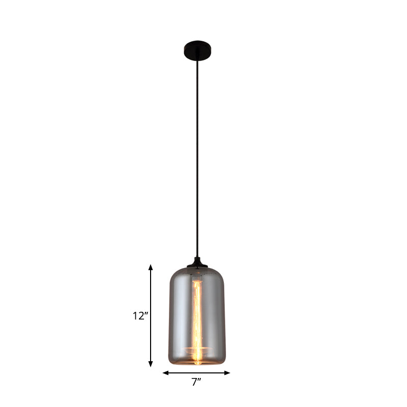 Mirror Glass Mini Pendant Light for Bar Cafe Glass 1 Head Modern Ceiling Hanging Light in Smoke Gray Clearhalo 'Ceiling Lights' 'Glass shade' 'Glass' 'Modern Pendants' 'Modern' 'Pendant Lights' 'Pendants' Lighting' 1903545