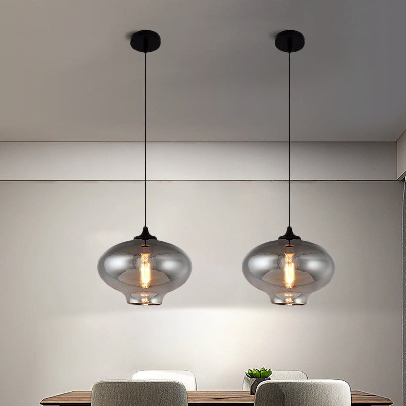 Mirror Glass Mini Pendant Light for Bar Cafe Glass 1 Head Modern Ceiling Hanging Light in Smoke Gray Clearhalo 'Ceiling Lights' 'Glass shade' 'Glass' 'Modern Pendants' 'Modern' 'Pendant Lights' 'Pendants' Lighting' 1903546