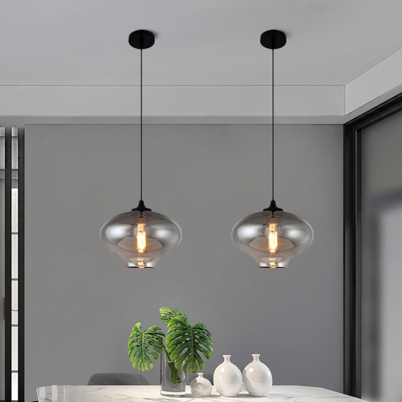 Mirror Glass Mini Pendant Light for Bar Cafe Glass 1 Head Modern Ceiling Hanging Light in Smoke Gray Clearhalo 'Ceiling Lights' 'Glass shade' 'Glass' 'Modern Pendants' 'Modern' 'Pendant Lights' 'Pendants' Lighting' 1903547