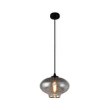 Mirror Glass Mini Pendant Light for Bar Cafe Glass 1 Head Modern Ceiling Hanging Light in Smoke Gray Smoke Gray B Clearhalo 'Ceiling Lights' 'Glass shade' 'Glass' 'Modern Pendants' 'Modern' 'Pendant Lights' 'Pendants' Lighting' 1903549