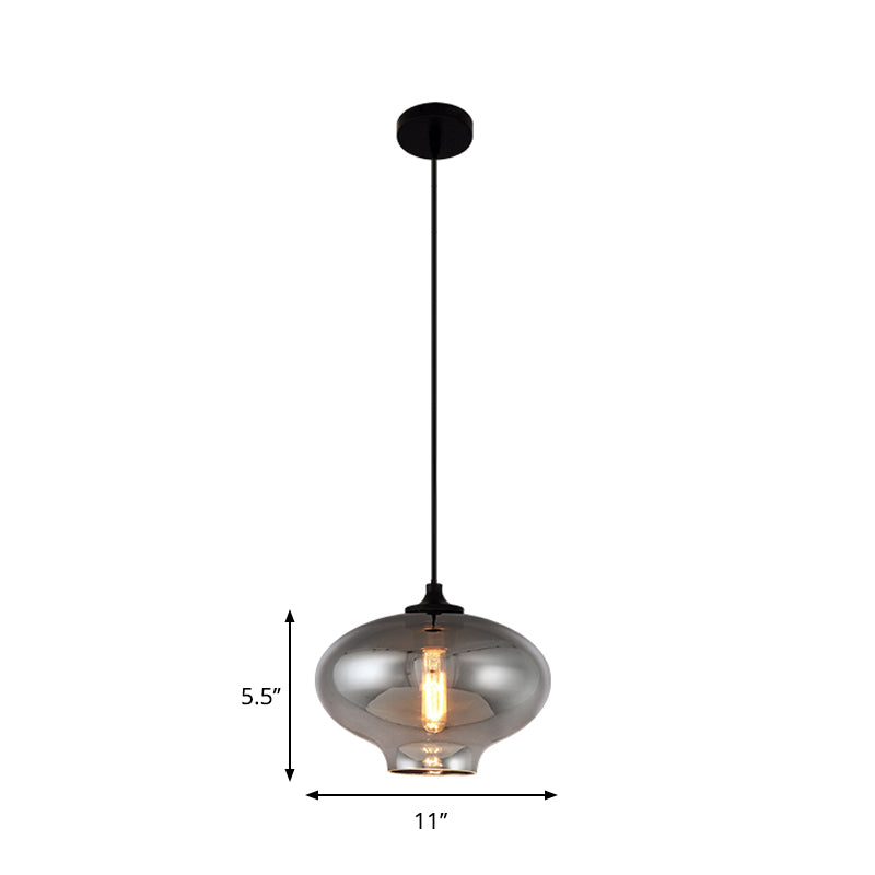 Mirror Glass Mini Pendant Light for Bar Cafe Glass 1 Head Modern Ceiling Hanging Light in Smoke Gray Clearhalo 'Ceiling Lights' 'Glass shade' 'Glass' 'Modern Pendants' 'Modern' 'Pendant Lights' 'Pendants' Lighting' 1903550