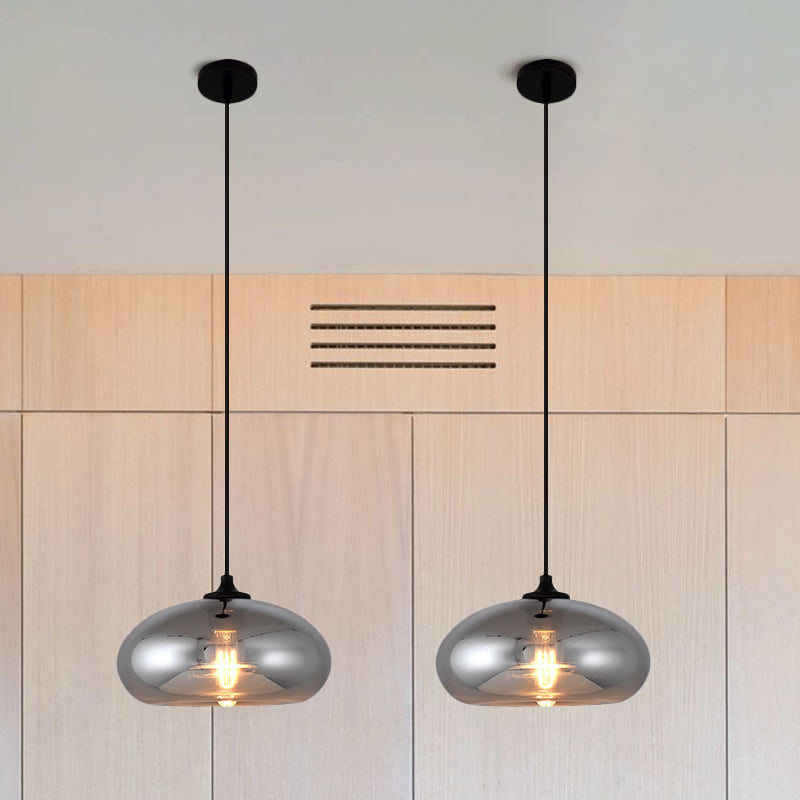 Mirror Glass Mini Pendant Light for Bar Cafe Glass 1 Head Modern Ceiling Hanging Light in Smoke Gray Clearhalo 'Ceiling Lights' 'Glass shade' 'Glass' 'Modern Pendants' 'Modern' 'Pendant Lights' 'Pendants' Lighting' 1903551