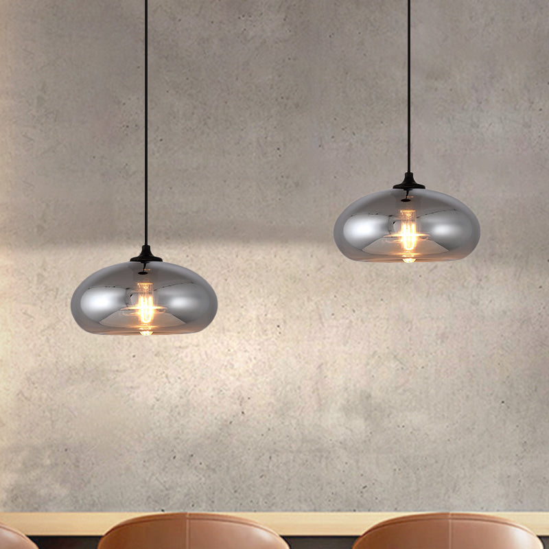 Mirror Glass Mini Pendant Light for Bar Cafe Glass 1 Head Modern Ceiling Hanging Light in Smoke Gray Clearhalo 'Ceiling Lights' 'Glass shade' 'Glass' 'Modern Pendants' 'Modern' 'Pendant Lights' 'Pendants' Lighting' 1903552