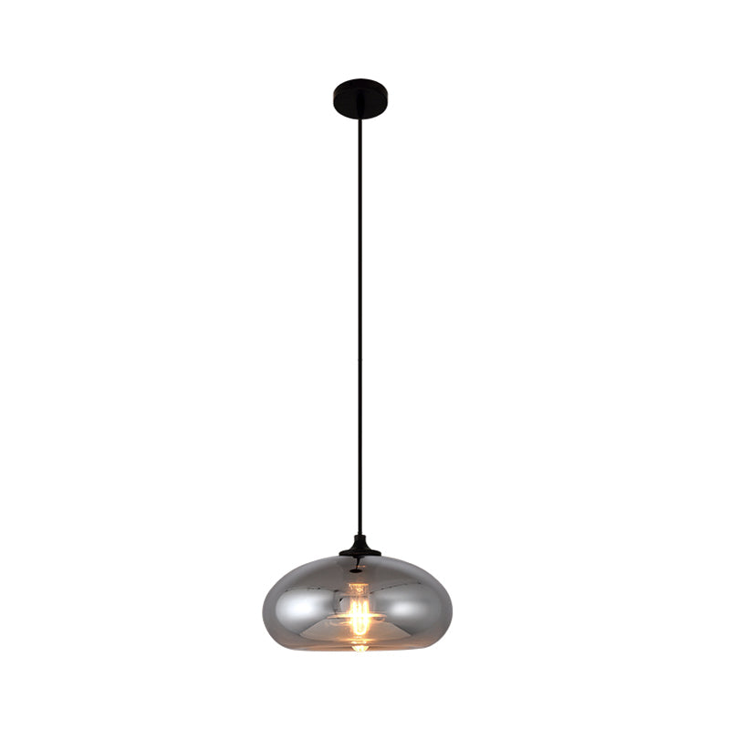 Mirror Glass Mini Pendant Light for Bar Cafe Glass 1 Head Modern Ceiling Hanging Light in Smoke Gray Smoke Gray A Clearhalo 'Ceiling Lights' 'Glass shade' 'Glass' 'Modern Pendants' 'Modern' 'Pendant Lights' 'Pendants' Lighting' 1903553