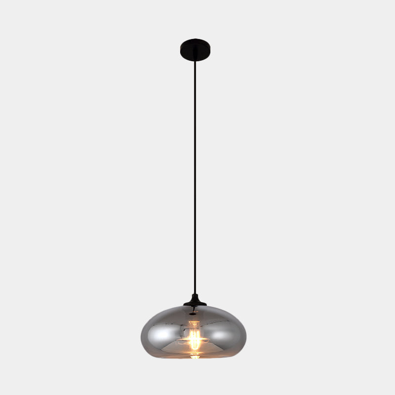 Mirror Glass Mini Pendant Light for Bar Cafe Glass 1 Head Modern Ceiling Hanging Light in Smoke Gray Clearhalo 'Ceiling Lights' 'Glass shade' 'Glass' 'Modern Pendants' 'Modern' 'Pendant Lights' 'Pendants' Lighting' 1903554