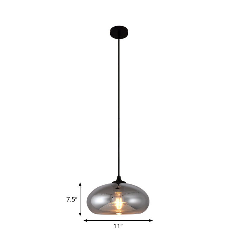 Mirror Glass Mini Pendant Light for Bar Cafe Glass 1 Head Modern Ceiling Hanging Light in Smoke Gray Clearhalo 'Ceiling Lights' 'Glass shade' 'Glass' 'Modern Pendants' 'Modern' 'Pendant Lights' 'Pendants' Lighting' 1903555