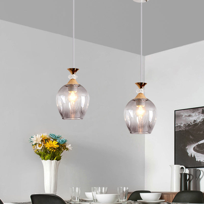 Cup-Shape Suspension Pendant Modernist Grey/Blue/Amber Dimpled Glass 1 Light Hanging Light Fixture Clearhalo 'Ceiling Lights' 'Glass shade' 'Glass' 'Modern Pendants' 'Modern' 'Pendant Lights' 'Pendants' Lighting' 1903575