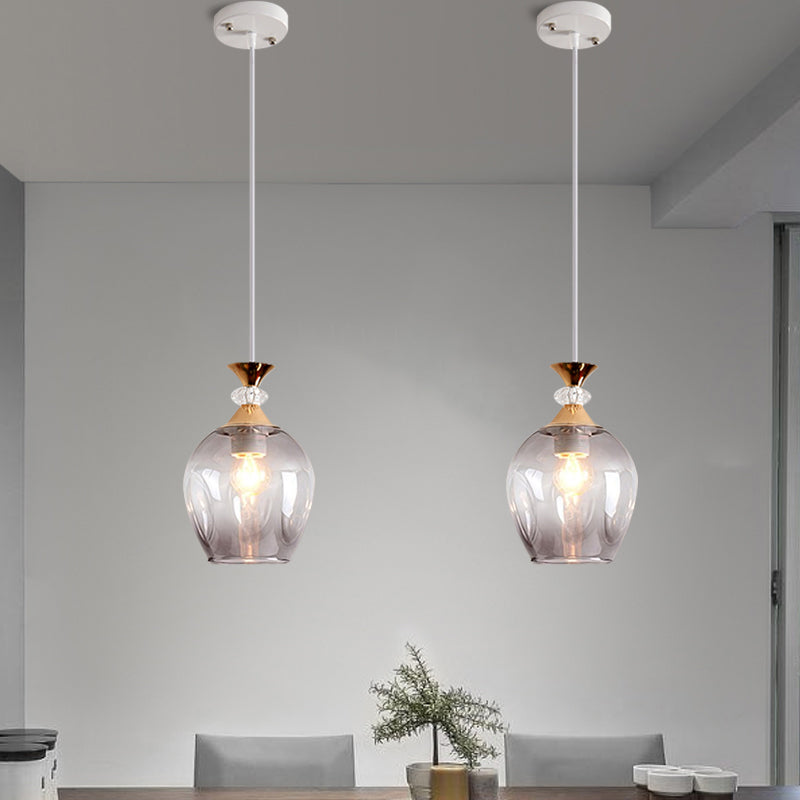 Cup-Shape Suspension Pendant Modernist Grey/Blue/Amber Dimpled Glass 1 Light Hanging Light Fixture Clearhalo 'Ceiling Lights' 'Glass shade' 'Glass' 'Modern Pendants' 'Modern' 'Pendant Lights' 'Pendants' Lighting' 1903577