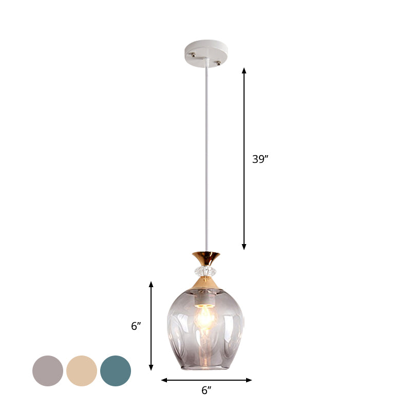 Cup-Shape Suspension Pendant Modernist Grey/Blue/Amber Dimpled Glass 1 Light Hanging Light Fixture Clearhalo 'Ceiling Lights' 'Glass shade' 'Glass' 'Modern Pendants' 'Modern' 'Pendant Lights' 'Pendants' Lighting' 1903579