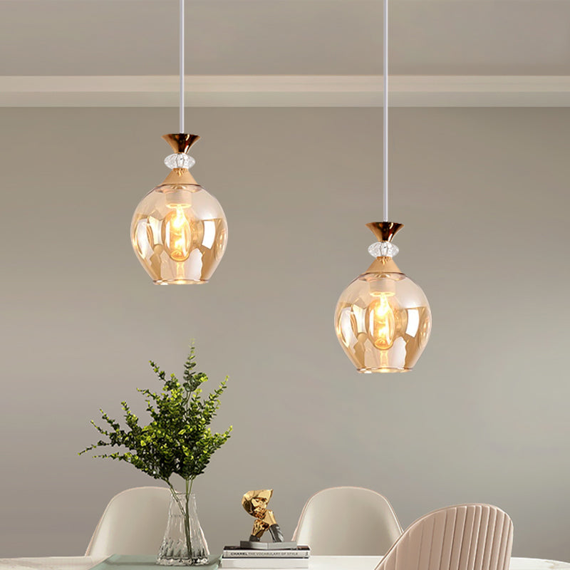 Cup-Shape Suspension Pendant Modernist Grey/Blue/Amber Dimpled Glass 1 Light Hanging Light Fixture Clearhalo 'Ceiling Lights' 'Glass shade' 'Glass' 'Modern Pendants' 'Modern' 'Pendant Lights' 'Pendants' Lighting' 1903580