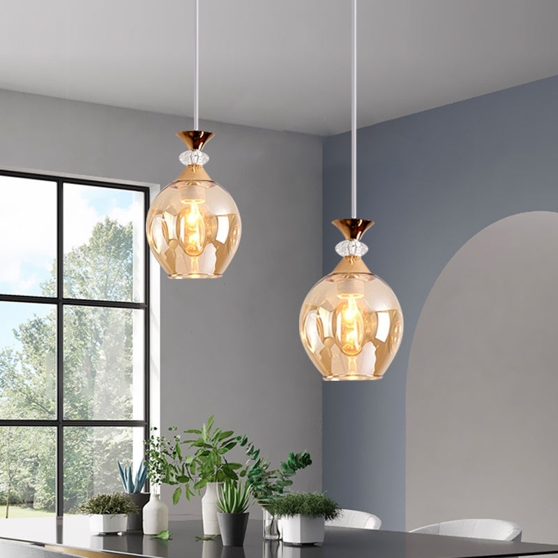 Cup-Shape Suspension Pendant Modernist Grey/Blue/Amber Dimpled Glass 1 Light Hanging Light Fixture Clearhalo 'Ceiling Lights' 'Glass shade' 'Glass' 'Modern Pendants' 'Modern' 'Pendant Lights' 'Pendants' Lighting' 1903581