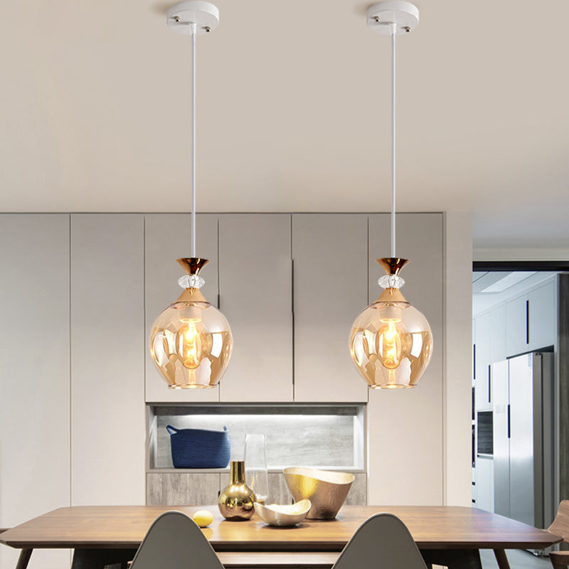 Cup-Shape Suspension Pendant Modernist Grey/Blue/Amber Dimpled Glass 1 Light Hanging Light Fixture Clearhalo 'Ceiling Lights' 'Glass shade' 'Glass' 'Modern Pendants' 'Modern' 'Pendant Lights' 'Pendants' Lighting' 1903582