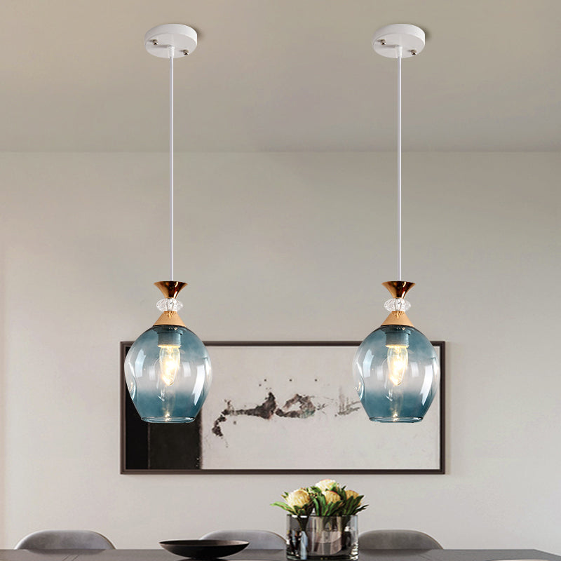 Cup-Shape Suspension Pendant Modernist Grey/Blue/Amber Dimpled Glass 1 Light Hanging Light Fixture Clearhalo 'Ceiling Lights' 'Glass shade' 'Glass' 'Modern Pendants' 'Modern' 'Pendant Lights' 'Pendants' Lighting' 1903584