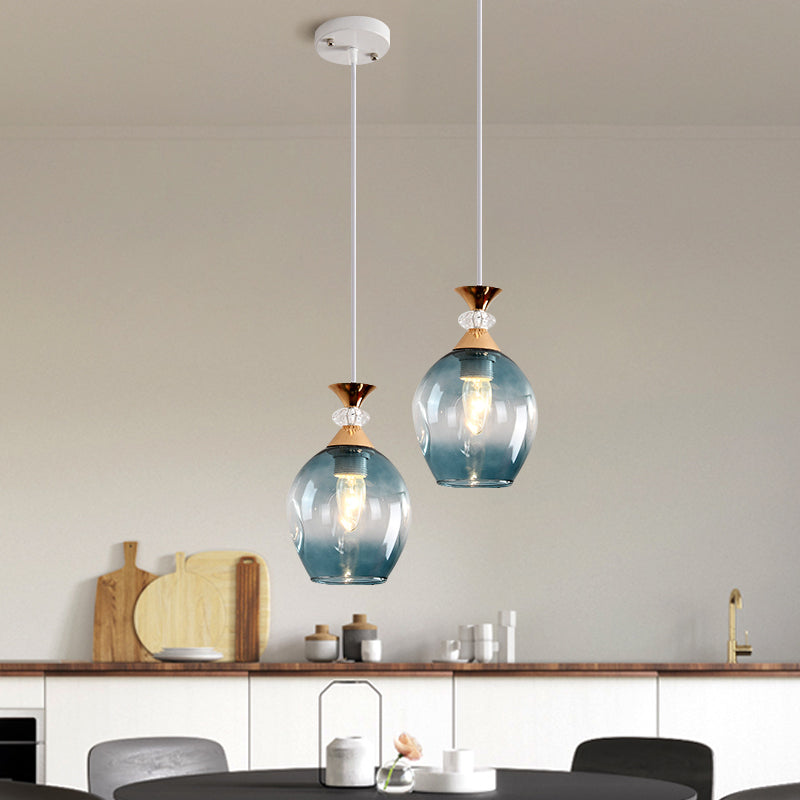 Cup-Shape Suspension Pendant Modernist Grey/Blue/Amber Dimpled Glass 1 Light Hanging Light Fixture Clearhalo 'Ceiling Lights' 'Glass shade' 'Glass' 'Modern Pendants' 'Modern' 'Pendant Lights' 'Pendants' Lighting' 1903585