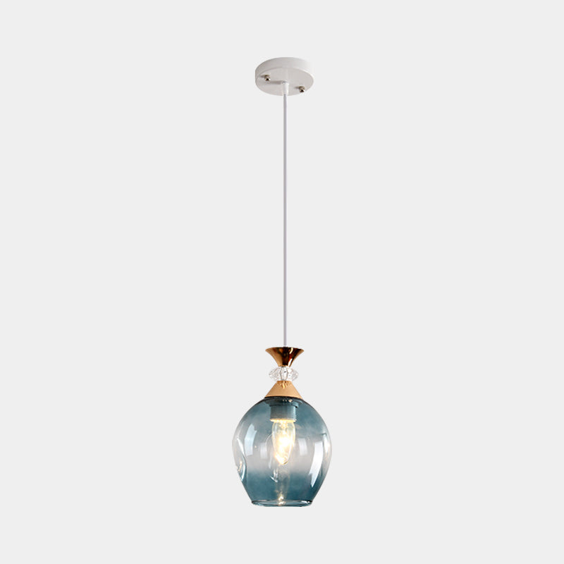 Cup-Shape Suspension Pendant Modernist Grey/Blue/Amber Dimpled Glass 1 Light Hanging Light Fixture Clearhalo 'Ceiling Lights' 'Glass shade' 'Glass' 'Modern Pendants' 'Modern' 'Pendant Lights' 'Pendants' Lighting' 1903587