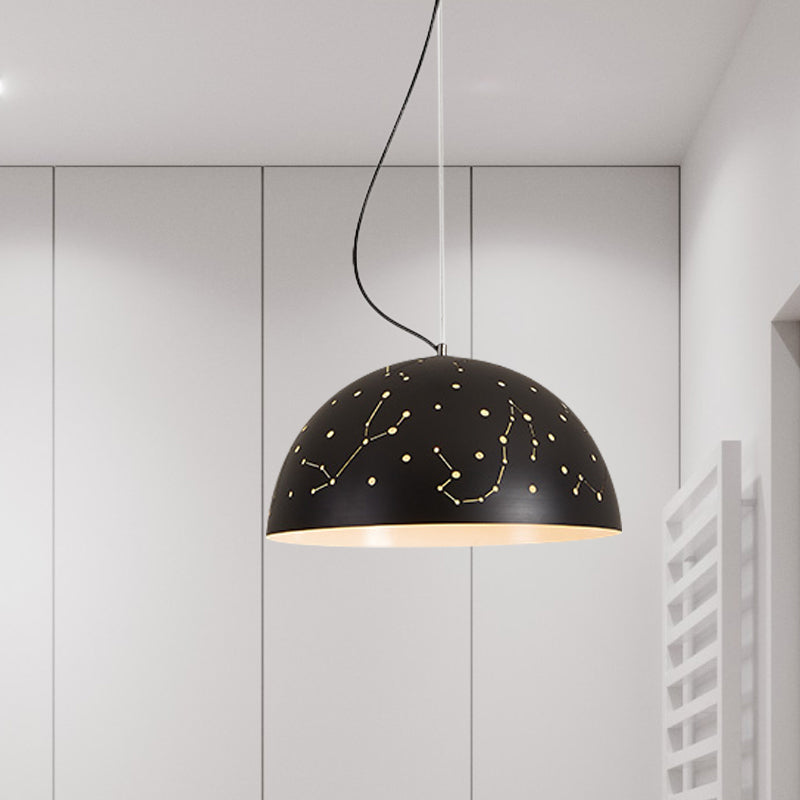 Semisphere Metal Hanging Ceiling Light Minimalist 1 Light Blue/Green/Yellow Pendant Lamp Black Clearhalo 'Ceiling Lights' 'Modern Pendants' 'Modern' 'Pendant Lights' 'Pendants' Lighting' 1903597