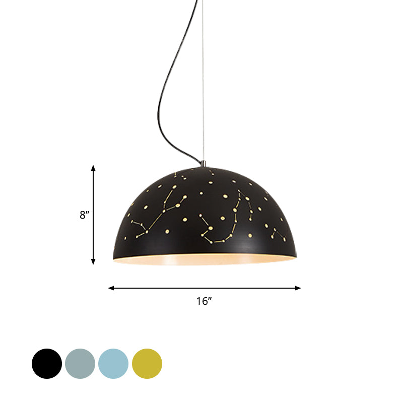 Semisphere Metal Hanging Ceiling Light Minimalist 1 Light Blue/Green/Yellow Pendant Lamp Clearhalo 'Ceiling Lights' 'Modern Pendants' 'Modern' 'Pendant Lights' 'Pendants' Lighting' 1903601