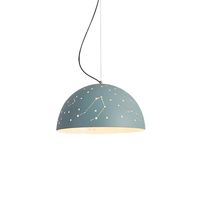 Semisphere Metal Hanging Ceiling Light Minimalist 1 Light Blue/Green/Yellow Pendant Lamp Clearhalo 'Ceiling Lights' 'Modern Pendants' 'Modern' 'Pendant Lights' 'Pendants' Lighting' 1903605