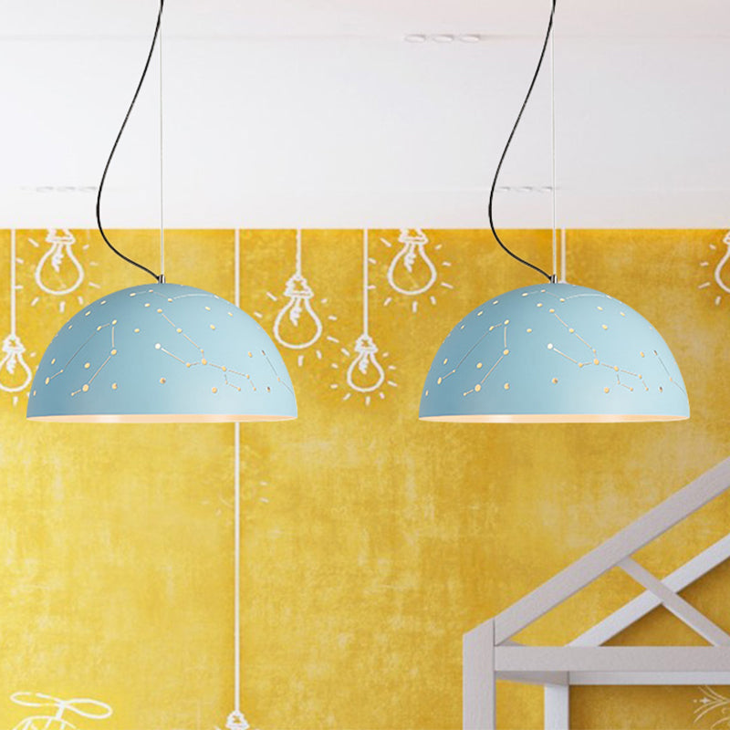 Semisphere Metal Hanging Ceiling Light Minimalist 1 Light Blue/Green/Yellow Pendant Lamp Clearhalo 'Ceiling Lights' 'Modern Pendants' 'Modern' 'Pendant Lights' 'Pendants' Lighting' 1903606