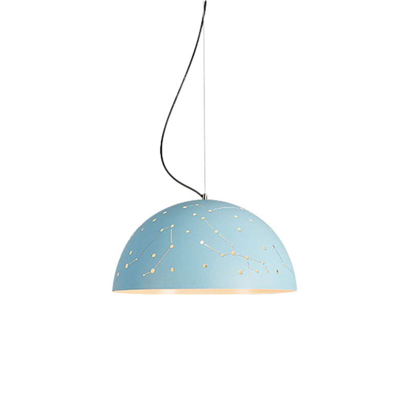 Semisphere Metal Hanging Ceiling Light Minimalist 1 Light Blue/Green/Yellow Pendant Lamp Blue Clearhalo 'Ceiling Lights' 'Modern Pendants' 'Modern' 'Pendant Lights' 'Pendants' Lighting' 1903609