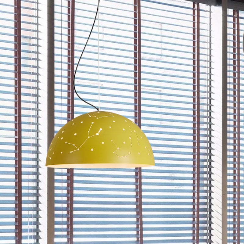 Semisphere Metal Hanging Ceiling Light Minimalist 1 Light Blue/Green/Yellow Pendant Lamp Clearhalo 'Ceiling Lights' 'Modern Pendants' 'Modern' 'Pendant Lights' 'Pendants' Lighting' 1903611