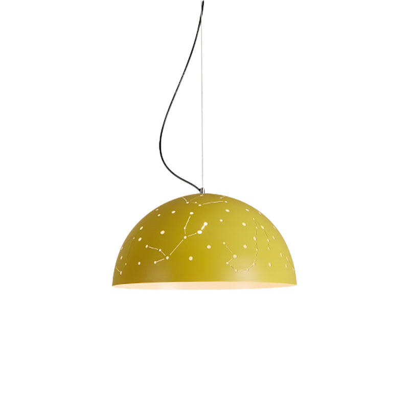 Semisphere Metal Hanging Ceiling Light Minimalist 1 Light Blue/Green/Yellow Pendant Lamp Clearhalo 'Ceiling Lights' 'Modern Pendants' 'Modern' 'Pendant Lights' 'Pendants' Lighting' 1903613