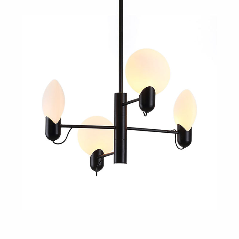 Adjustable 4-Light Round Chandelier Post Modern Glass Shade Hanging Light Fixture in Black/Gold Clearhalo 'Ceiling Lights' 'Chandeliers' 'Modern Chandeliers' 'Modern' Lighting' 190364