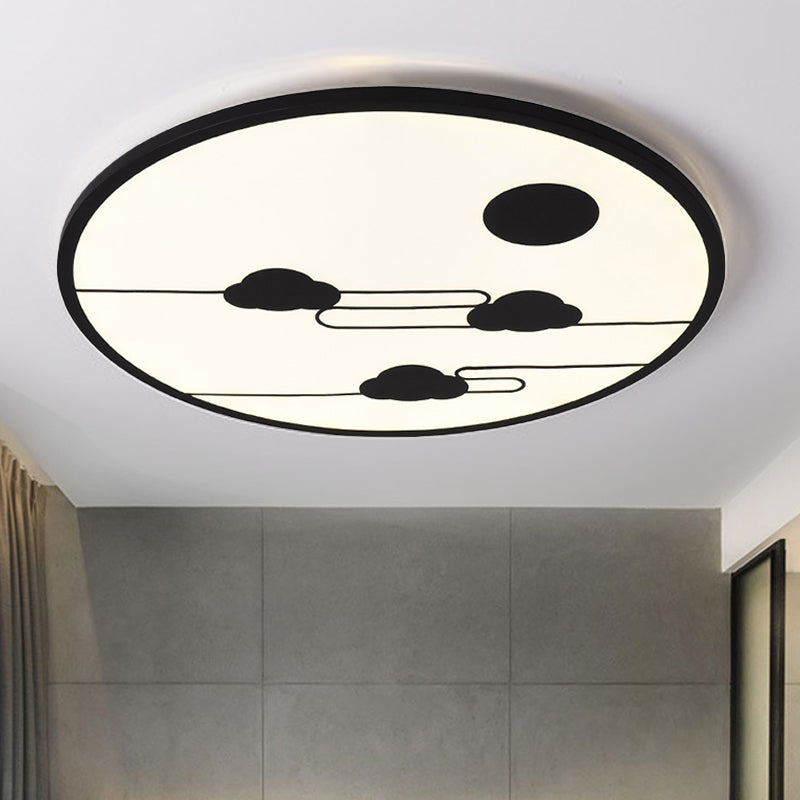 Circle Kindergarten Flush Mount Light Acrylic Cartoon LED Ceiling Fixture with Moon & Cloud Clearhalo 'Ceiling Lights' 'Close To Ceiling Lights' 'Close to ceiling' 'Flush mount' Lighting' 1903646