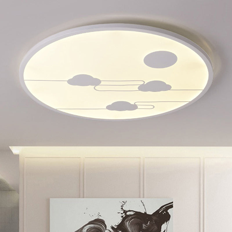 Circle Kindergarten Flush Mount Light Acrylic Cartoon LED Ceiling Fixture with Moon & Cloud Clearhalo 'Ceiling Lights' 'Close To Ceiling Lights' 'Close to ceiling' 'Flush mount' Lighting' 1903649