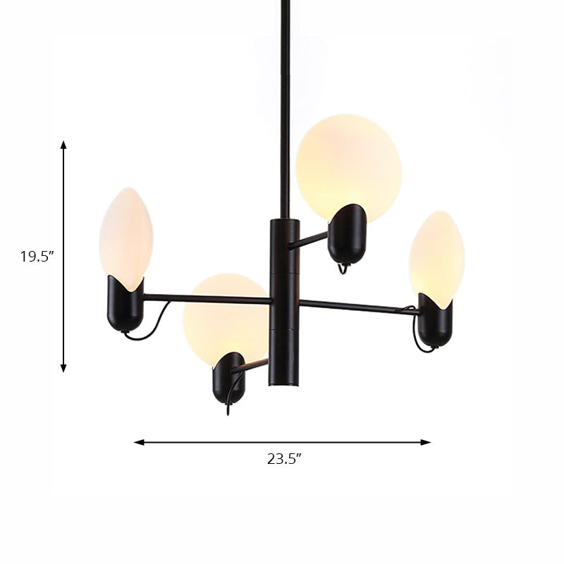 Adjustable 4-Light Round Chandelier Post Modern Glass Shade Hanging Light Fixture in Black/Gold Clearhalo 'Ceiling Lights' 'Chandeliers' 'Modern Chandeliers' 'Modern' Lighting' 190365