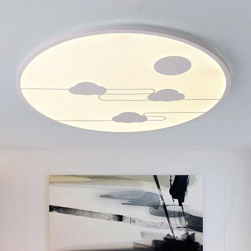 Circle Kindergarten Flush Mount Light Acrylic Cartoon LED Ceiling Fixture with Moon & Cloud Clearhalo 'Ceiling Lights' 'Close To Ceiling Lights' 'Close to ceiling' 'Flush mount' Lighting' 1903650