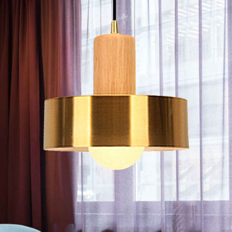 Modern Drum Shape Pendant Light 1 Light Metallic Ceiling Pendant Lamp in Gold for Kitchen Clearhalo 'Ceiling Lights' 'Modern Pendants' 'Modern' 'Pendant Lights' 'Pendants' Lighting' 1903653