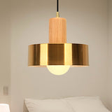 Modern Drum Shape Pendant Light 1 Light Metallic Ceiling Pendant Lamp in Gold for Kitchen Clearhalo 'Ceiling Lights' 'Modern Pendants' 'Modern' 'Pendant Lights' 'Pendants' Lighting' 1903654